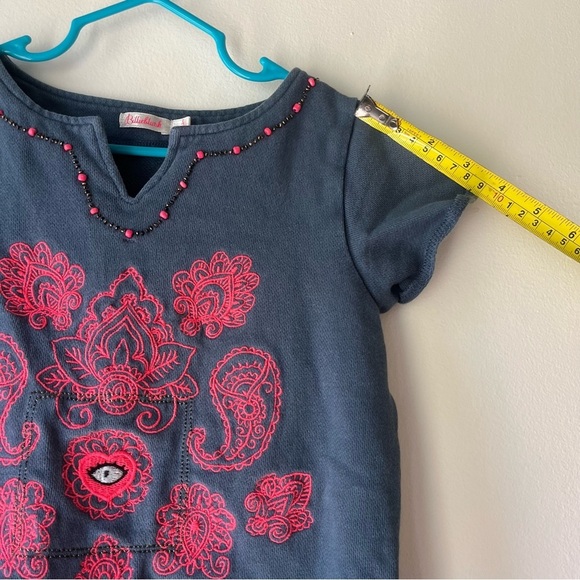 🌼 5/$25 Billieblush Girls Embroidered Beaded Knit Dress Blue Pink Paisley Size 4 - Picture 10 of 14